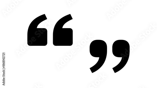 A simple black and white illustration depicting a pair of quotation marks