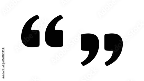 Black quotation marks graphic isolated on a plain white background