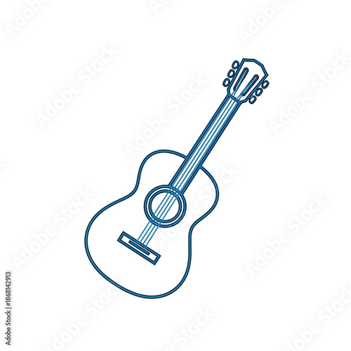 Acoustic Guitar Outline Illustration, Music Instrument Vector Graphic