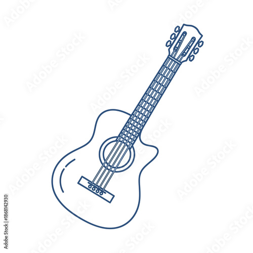 Acoustic Guitar Outline Illustration, Musical Instrument Icon