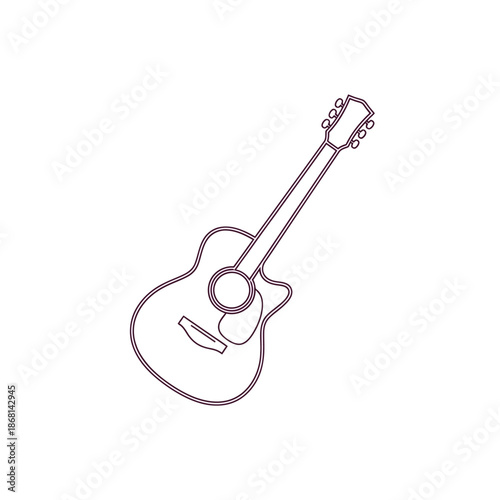 Acoustic guitar outline illustration, simple musical instrument icon, vector graphic