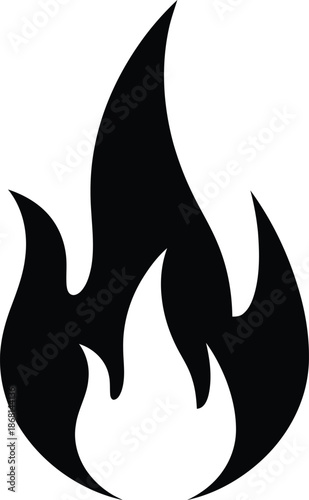 Set of 4 black fire flame vector icons. Simple flat burning fire silhouette collection. Hot energy symbol for graphic design. Blaze pictogram illustration isolated.