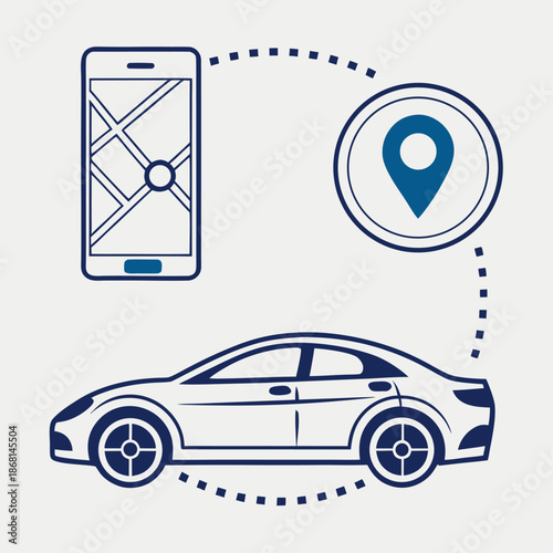 Ride Sharing Vector Illustration – Urban Mobility and Transport App Concept