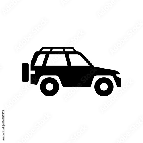 Offroad SUV glyph icon. SUV black solid illustration.