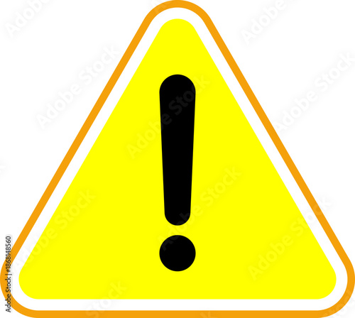Cybersecurity warning concept with alert icon. Exclamation point on a yellow triangle Sign. Caution and warning. System error, malware threat, hacking risk.