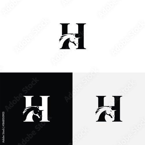 h horse initial monogram vector icon illustration