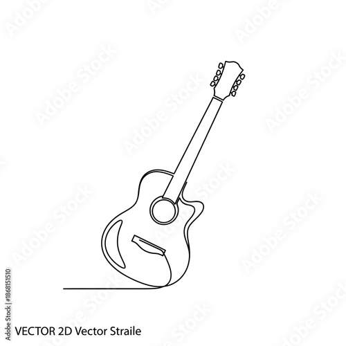 Acoustic Guitar Outline Vector Illustration