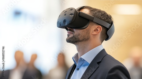 Man Immersed in VR, Futuristic Experience, Technology , Metaverse