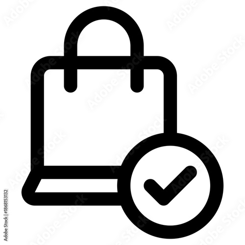 success shopping bag line icon