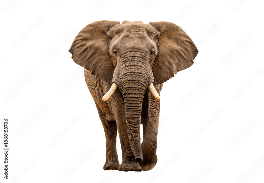 Obraz premium Elephant close-up, isolated on a transparent background