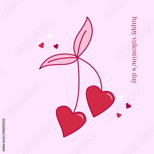 Heart Shaped Cherries – Cute Love Illustration for Valentine’s Day