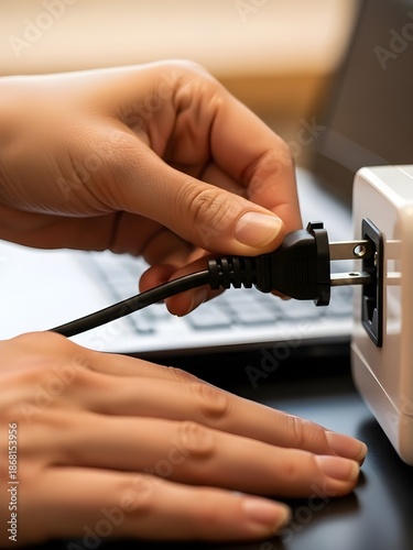 Hand Plugging in Cord