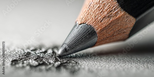 Pencil Point Drawing: Close-up of a pencil, revealing the tip creating dark and fine lines on paper, showcasing the tool's core function.