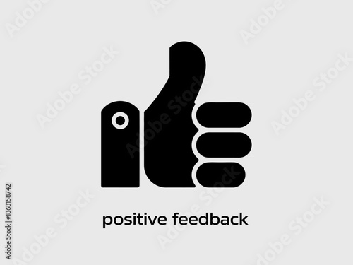 Black thumbs up icon symbolizing approval and positive feedback.