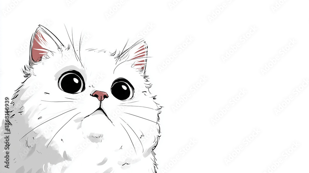 Obraz premium Cute cat face background illustration