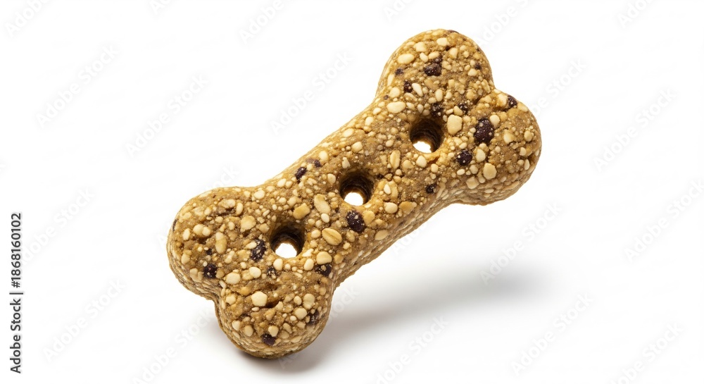 Obraz premium Delicious dog treat shaped like a bone with seeds and chocolate chips