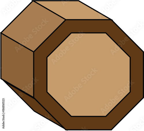 Illustration of 3d octagonal prism geometric shape illustration
