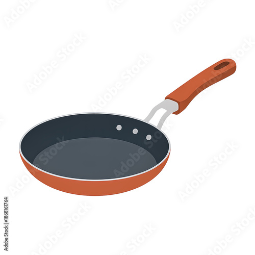 Empty Non-stick Frying Pan Vector Illustration White