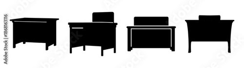 Four classic teacher desks various styles and configurations for classroom settings