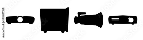 Collection of silhouette projector icons for multimedia and presentation display