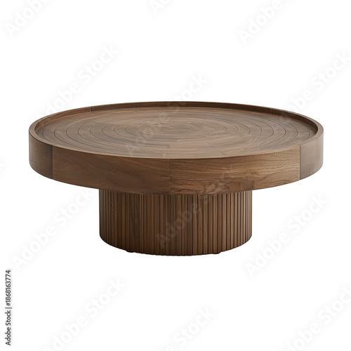 Wooden Coffee Table with Fluted Base, Round Top, Modern Design White