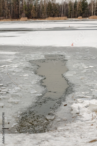 The ice-hole in the frozen lake