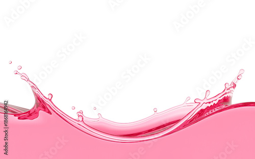 Pink Liquid Splashing Wave Close-up White