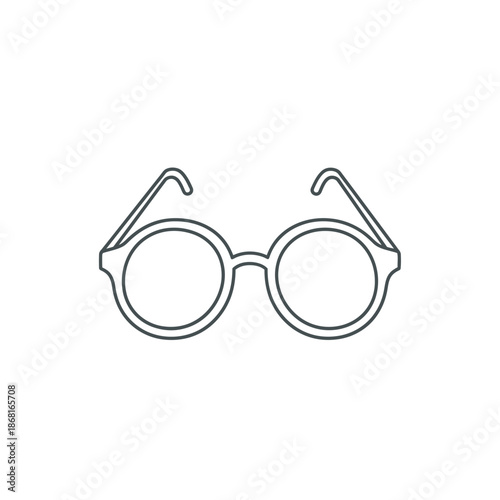 Round Eyeglasses Icon, Minimalist Line Art, Simple Glasses Symbol