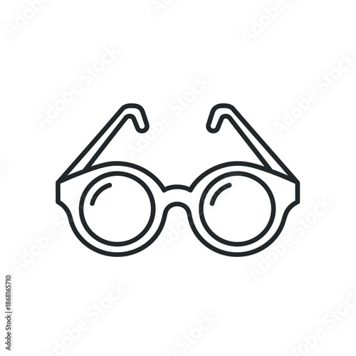 Round Eyeglasses Icon, Minimalist Line Art, Vintage Spectacles Symbol