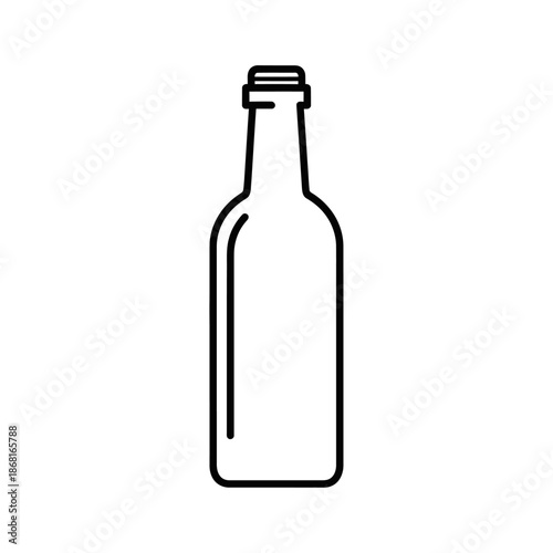 Simple line art illustration of a glass bottle with cap, isolated on white background