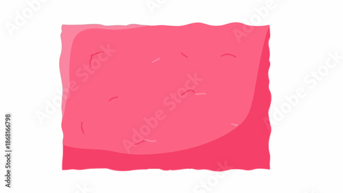 A stylized pink square with a wavy border and subtle texture lines