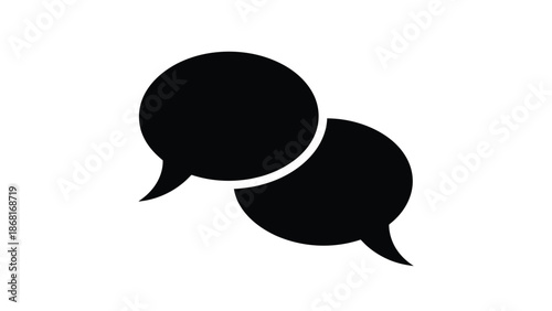 Two overlapping black speech bubbles a simple communication icon