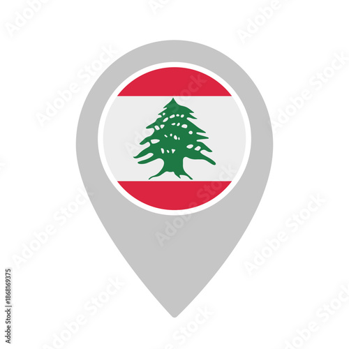 Lebanon Location Pin Icon with National Flag