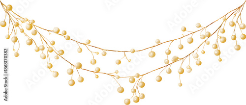 A simple line drawing of an elegant garland made from small yellow pearls