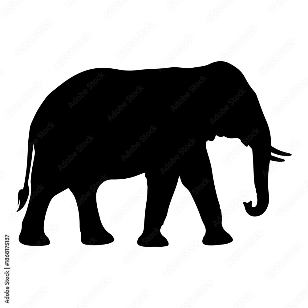 Fototapeta premium A black silhouette of an elephant walking from left to right Vector