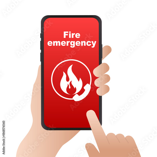 Fire Emergency Call Mobile App Screen UI.Vector illustration
