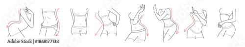 Set of slimming girl vector illustration