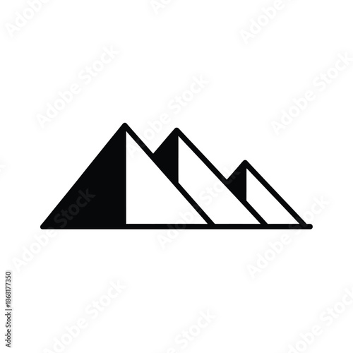 Simple black and white illustration of cascading geometric mountain shapes