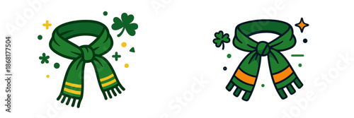 Green scarves with clover elements for festive occasions