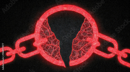Broken chain link showing security risk vulnerability