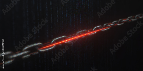 Cyber defense concept presenting secure digital chain