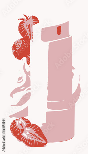 Delightful Strawberry Infused Lip Balm Stick with Rich Creamy Texture and Natural Ingredients for Hydrated and Soft Lips Captured in a Perfectly Balanced Composition