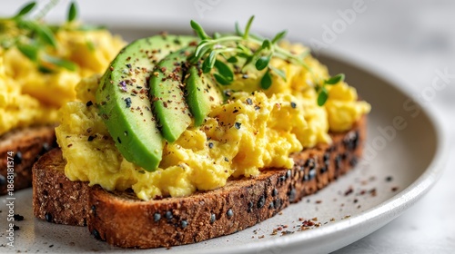 Scrambled eggs  avocado