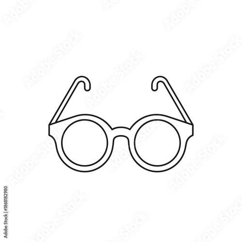 Round Eyeglasses Icon, Simple Line Art Illustration