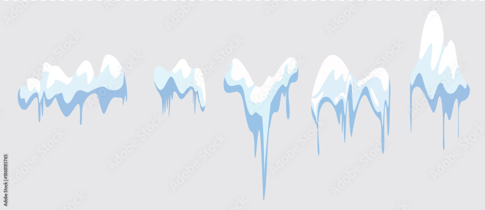 Fotografie snowcap ice cap snowdrift with icicles template isolated