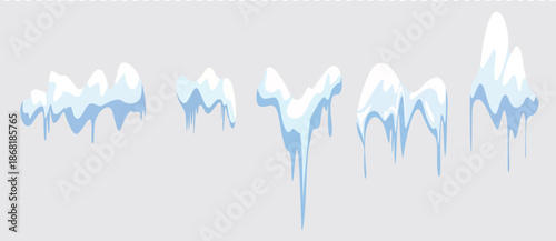 snowcap ice cap snowdrift with icicles template isolated