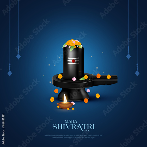 Happy maha Shivratri, a Hindu festival celebrated of lord shiva night. Maha shivratri indian religious festival banner.