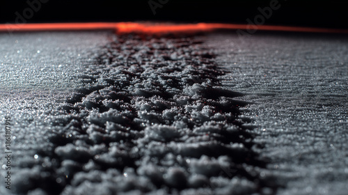 Starlit Path Through Crystalline Salt Flats, Weaving Towards a Glowing Horizon at Twilight