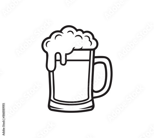 Beer mug toasting or cheering, Beer mug simple, silhouette or outline style, suitable for use as clipart or graphic elements.