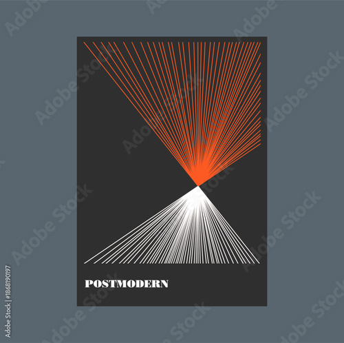 Poster inspired postmodern of vector abstract dynamic symbols with bold geometric shapes, useful for web background, poster art design, magazine front page, hi-tech print, cover artwork.